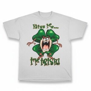 Vintage‎ 90s Taz Looney Tunes Irish T-Shirt XL NWT St Patrick's Day Graphic Tee